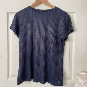 Ted baker navy blue metallic shirt sleeve tee
